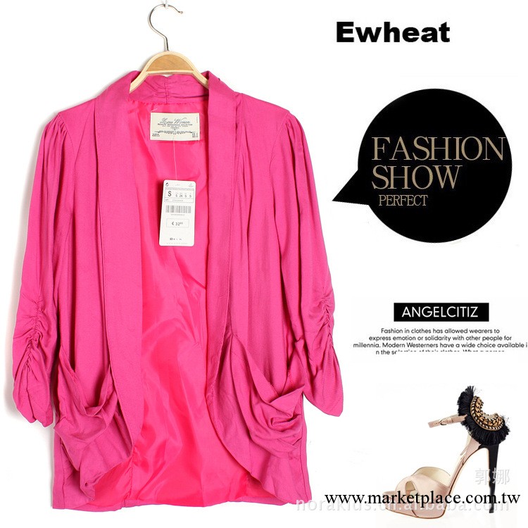 Ewheat M4128	 2013春夏新款收袖松垮口袋女式小西服工廠,批發,進口,代購