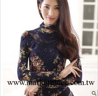日韓女裝 新款女式打底衫 2013新款 J5-0239 蕾絲高領長袖打底衫工廠,批發,進口,代購
