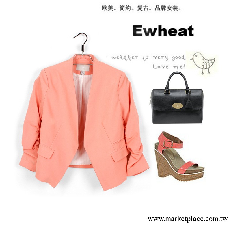 Ewheat L7017歐美秋季新款糖果色袖口收緊品牌女式西服工廠,批發,進口,代購