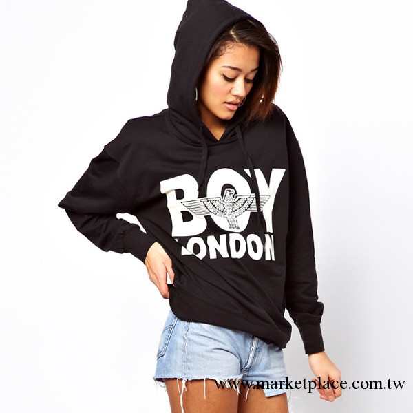 haoduoyi boy london黑色帶帽印花秋冬款衛衣絨衫 包郵工廠,批發,進口,代購