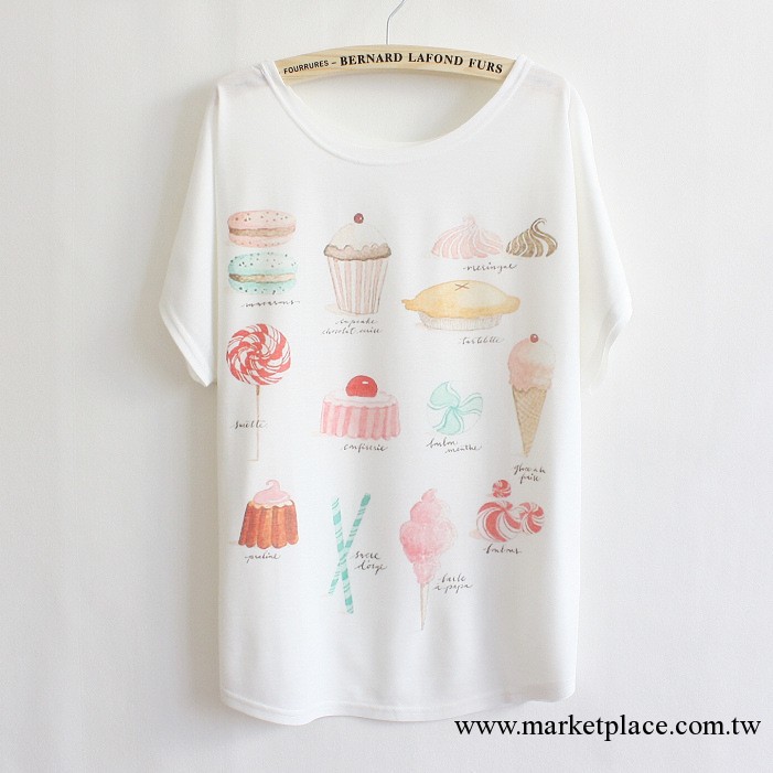 2013新款日韓版夏季女裝寬松可愛小甜品蝙蝠衫T恤批發N5063工廠,批發,進口,代購
