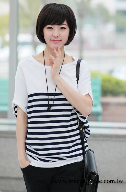 韓版新款短袖寬松大碼T恤條文蝙蝠衫女裝yo817（售完）工廠,批發,進口,代購