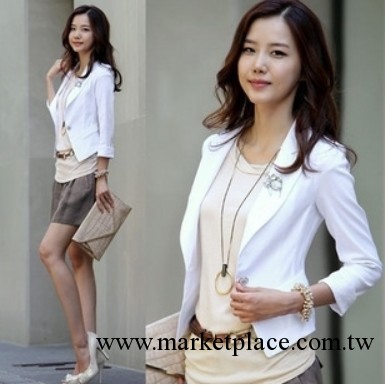 白色西裝 韓版女裝2012新款短款小西裝外套 韓版七分袖 西裝外套工廠,批發,進口,代購
