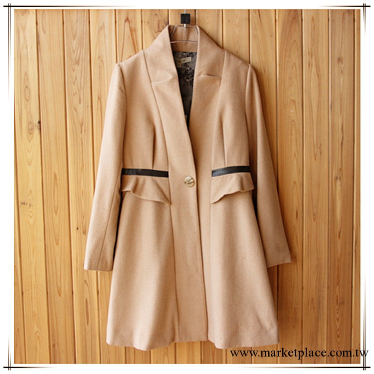 2013-100935 頂尖高端品牌女裝新款歐美風格女式羊毛大衣獨傢貨源工廠,批發,進口,代購