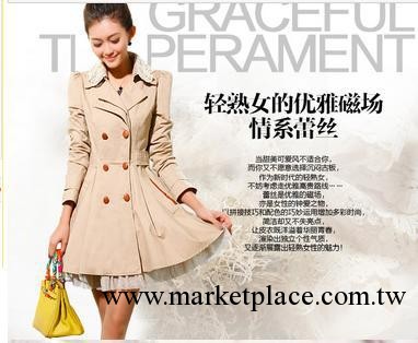 大衣修身雙排扣女外套韓版女式風衣工廠,批發,進口,代購