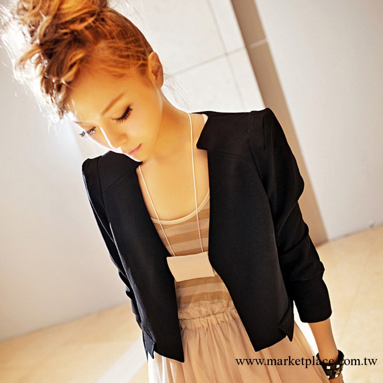 2013春季新款 韓版女式修身短款小西裝外套 女式開襟小西裝批發工廠,批發,進口,代購