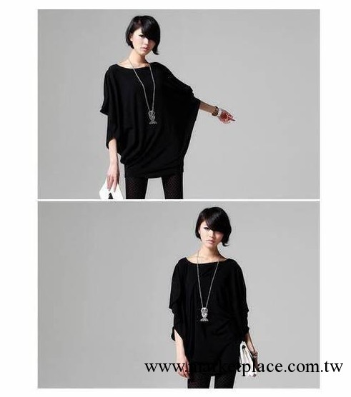 韓版性感時尚風蝙蝠袖個性T恤衫 寬松加大碼女裝棉T工廠,批發,進口,代購