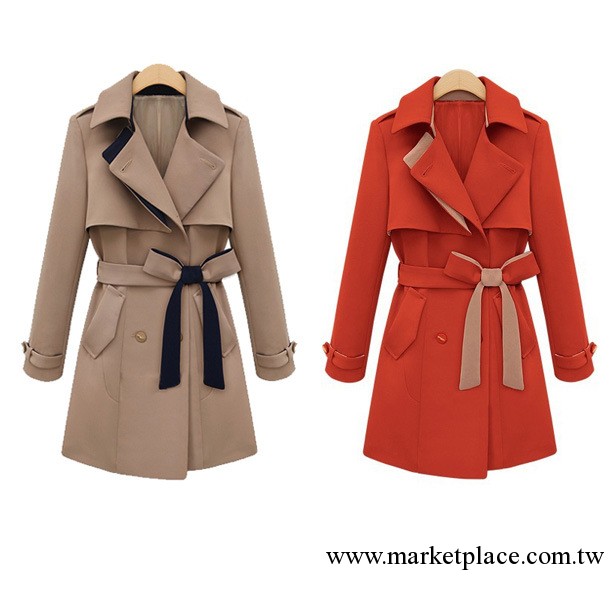 韓國JOOEN同款 2013秋裝新款時尚修身高檔女式風衣大衣批發工廠,批發,進口,代購