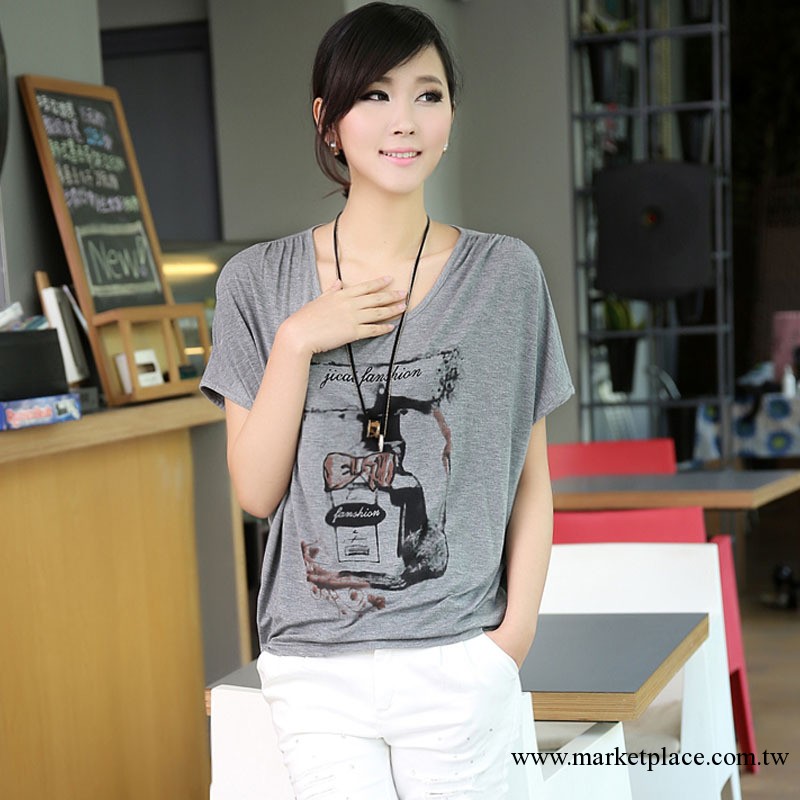 大量批發2013新款夏季韓版女裝時尚寬松蝙蝠衫圓領短袖T恤衫8097工廠,批發,進口,代購