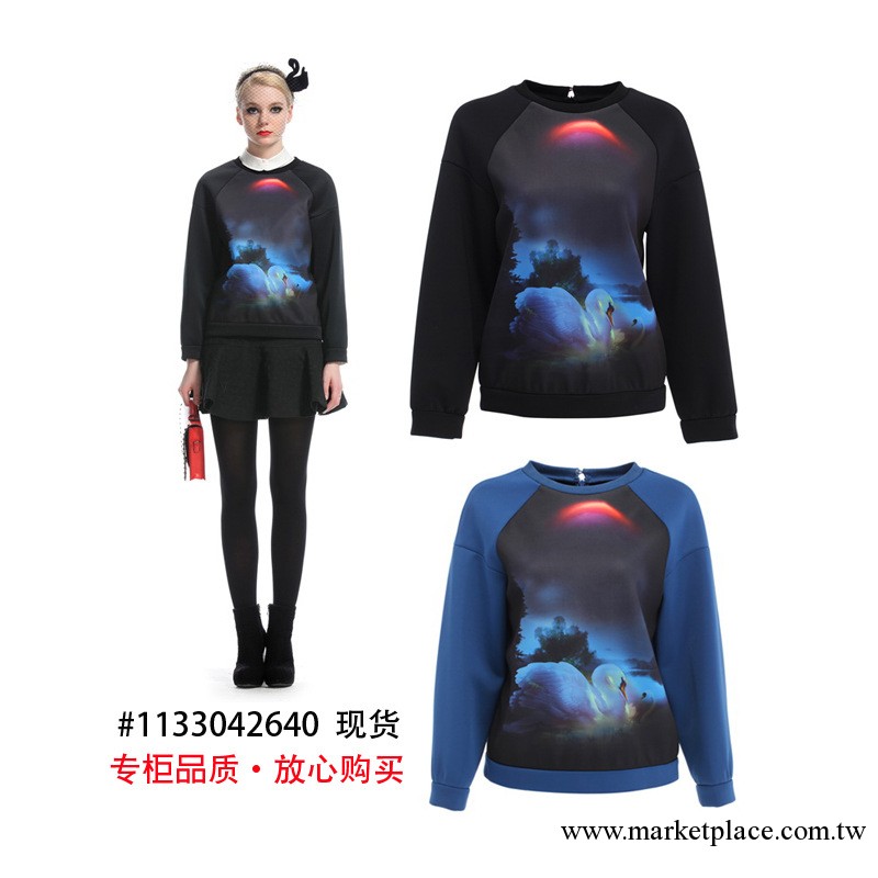 現貨  歐傢2013新女秋冬印花拼接寬松套頭衛衣外套1133042640工廠,批發,進口,代購