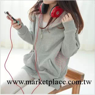 2013秋裝新款韓版少女外套 小清新休閑百搭寬松波點連帽衛衣外套工廠,批發,進口,代購