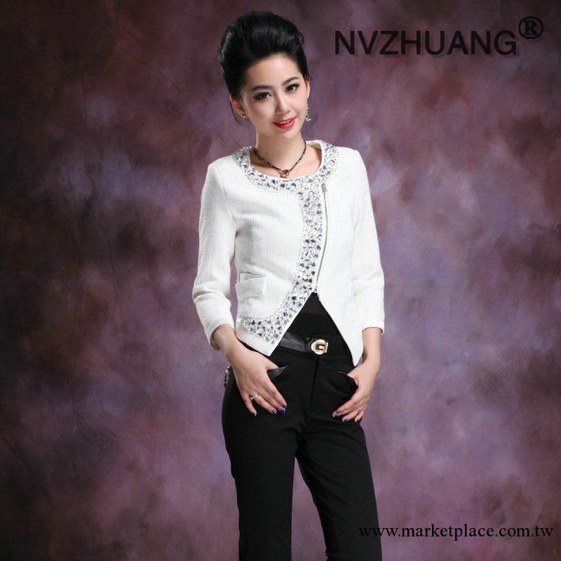 nvzhuang正品 2013秋季新款嵌鉆氣質拉鏈小外套 高端短款上衣女裝工廠,批發,進口,代購