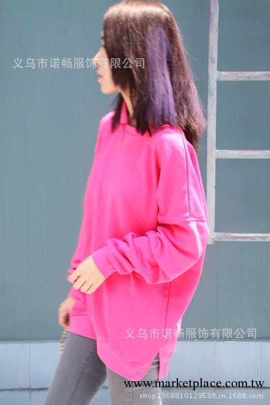 春裝韓版秋冬爆款 熒光色休閑 套頭蝙蝠袖衛衣純棉女批發工廠,批發,進口,代購