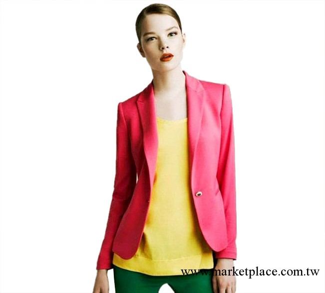 【2013秋裝新品】一粒扣糖果色女式小西裝|修身西服外套|西裝外套工廠,批發,進口,代購
