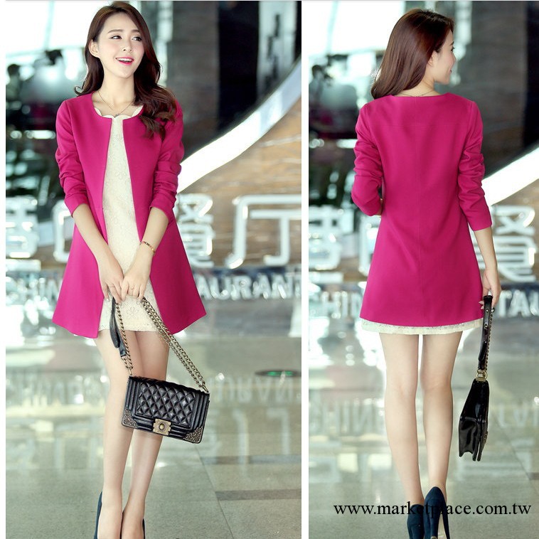2013新款韓版女裝 簡約 修身顯瘦 中長款 小西裝批發・進口・工廠・代買・代購