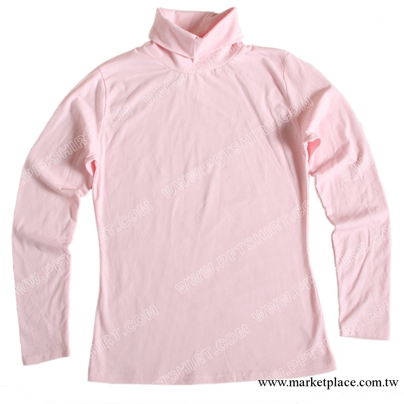 高彈力空白T恤 粉紅色高領女裝長袖燙畫空白T恤 手繪T恤 個性T恤工廠,批發,進口,代購