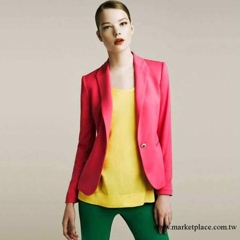 2013秋裝新款歐美女裝糖果色小西裝 女式外套西服批發一件代發工廠,批發,進口,代購