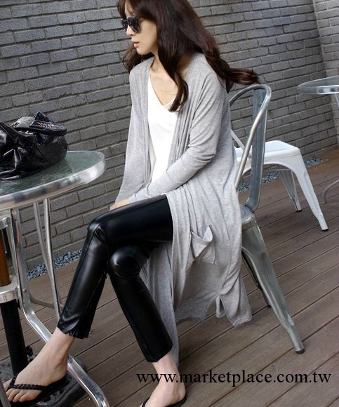 2013秋季新款女裝韓版款針織開衫外套長款薄款純色莫代爾針織開衫工廠,批發,進口,代購