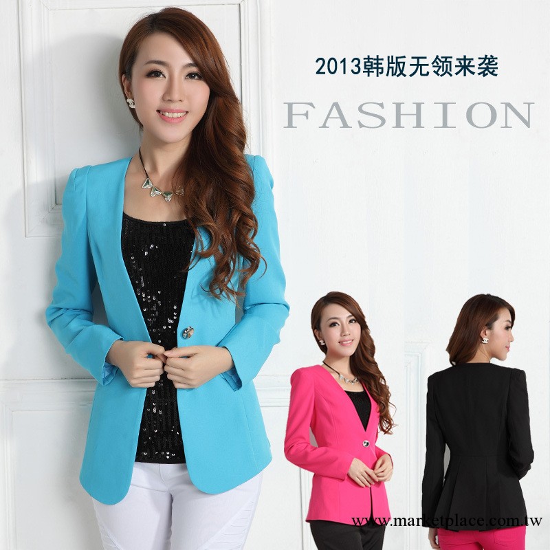 2013新款秋裝女裝小外套韓版糖果色中長款長袖西服小西裝工廠,批發,進口,代購