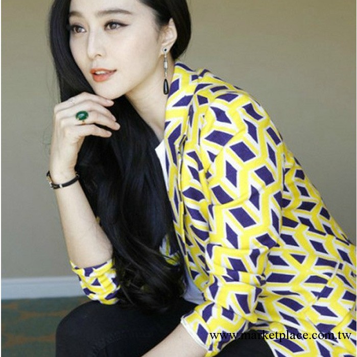 13秋冬季新款高品質范冰冰同款幾何菱形圖案長袖小西裝西服外套女工廠,批發,進口,代購