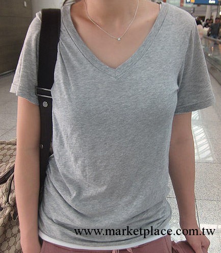2013夏季短袖T恤純棉加大碼正品韓版V領寬松休閑女款工廠,批發,進口,代購