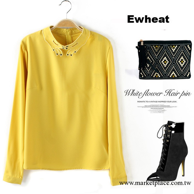MA258 Ewheat 2013秋季新款領口手圖案學院風純色雪紡衫 大牌工廠,批發,進口,代購