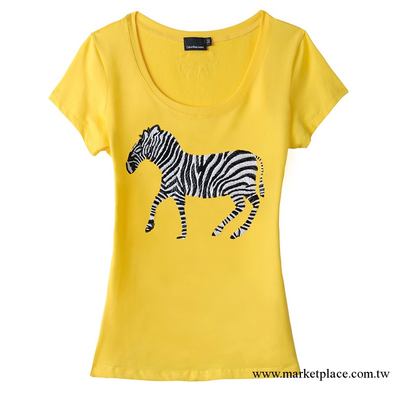 2013新款凱悅詩女裝卡通女士T恤 管珠斑馬短袖修身版女款T恤工廠,批發,進口,代購