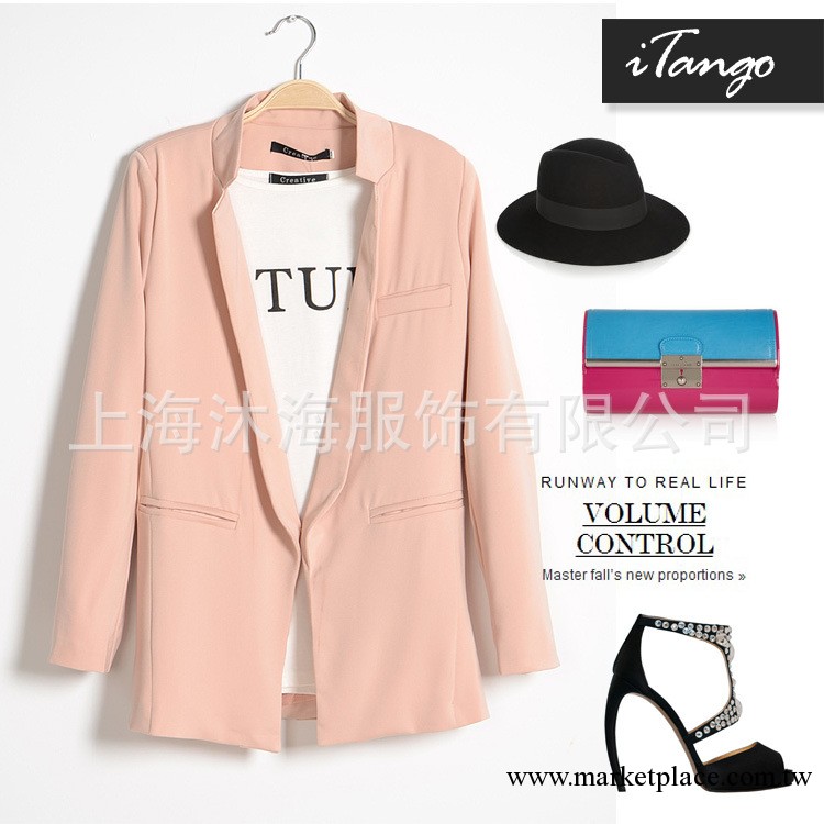 H2062 女裝新款無扣翻領OL風格簡約小西裝批發工廠,批發,進口,代購