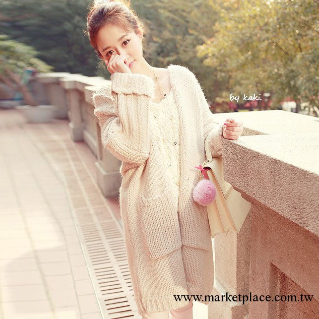 2013韓版女裝 秋冬新款 時尚純色氣質口袋開衫女式長款毛衣1689批發・進口・工廠・代買・代購