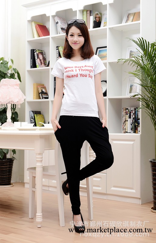 2013新款韓版短袖T恤 時尚棉萊卡女款T恤 印3排英文字母工廠,批發,進口,代購
