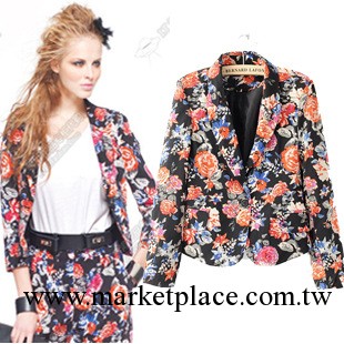 現貨批發 歐美2013新款女裝花朵印花小西裝西服工廠,批發,進口,代購