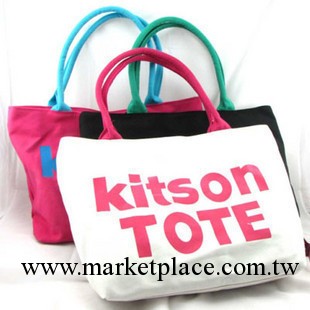 2012新款韓版kitson大容量糖果色撞色字母帆佈包單肩包手提包女包工廠,批發,進口,代購