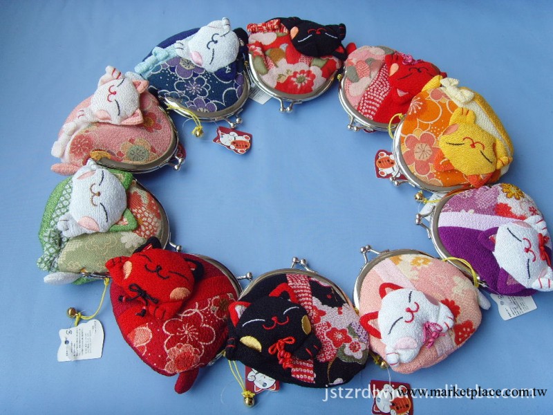 直銷日本招喜屋和風招財貓禮品  佈藝尾巴貓女式零錢包/婚慶紅包工廠,批發,進口,代購