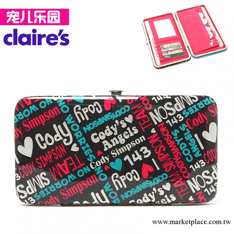 美國品牌Claire's 個性卡通字母人物圖案長款鐵架錢包卡包 兩面用工廠,批發,進口,代購