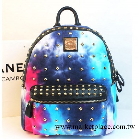 2013/jansport/ZIPPER 原宿 星空情侶鉚釘雙肩背包熒光彩色書包工廠,批發,進口,代購