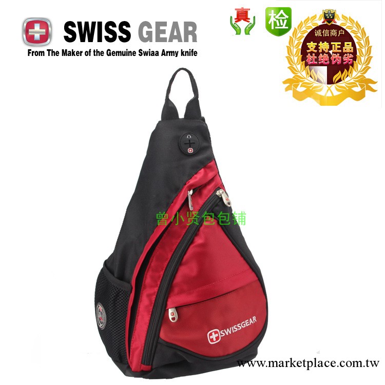 瑞士軍刀SWISSGEAR 防潑水休閑款前挎後挎包三角斜挎包SA9966紅黑工廠,批發,進口,代購