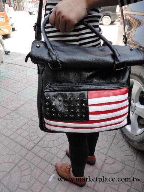 新款熱賣女式包，潮人美國國旗包，優質PU皮單肩包鉚釘斜挎多用包工廠,批發,進口,代購