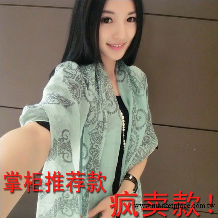 韓國爆款圍巾 中國風青花瓷巴厘紗超長超大圍巾批發 保暖圍巾 B02工廠,批發,進口,代購
