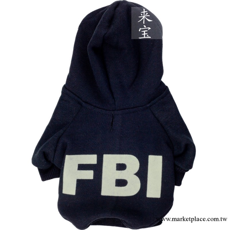 寵物用品狗狗衣服 抓絨佈黑色印熒光FBI寵物衛衣批發 泰迪秋冬款工廠,批發,進口,代購