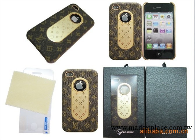 蘋果iphone4 LV 外殼 奢華24K鍍金手機套 LV金屬圈保護殼 4代背殼工廠,批發,進口,代購