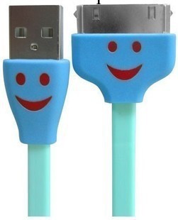 蘋果4笑臉線 蘋果4發光線  蘋果4數據充電線 卡通面條線 扁線工廠,批發,進口,代購
