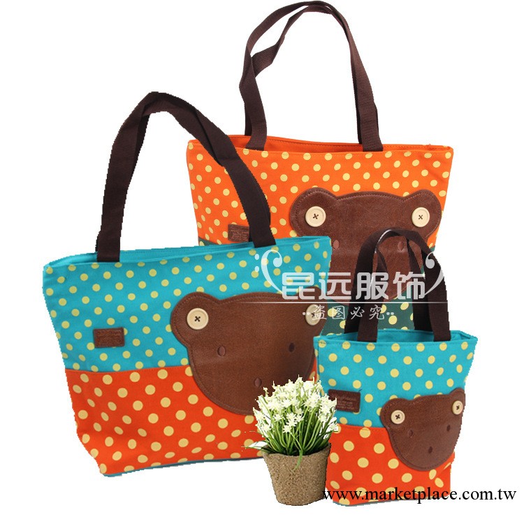 新款韓版時尚小熊親子包 卡通圖案裝飾手提包 媽咪寶貝購物包工廠,批發,進口,代購