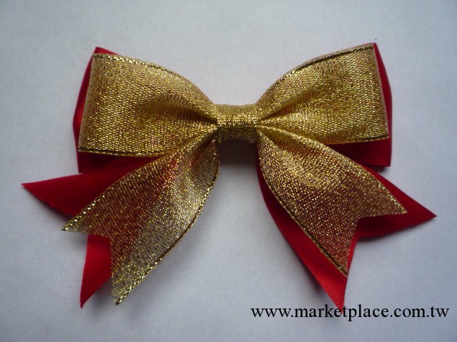 聖誕裝飾蝴蝶結/紅色金色雙層蝴蝶結批發・進口・工廠・代買・代購