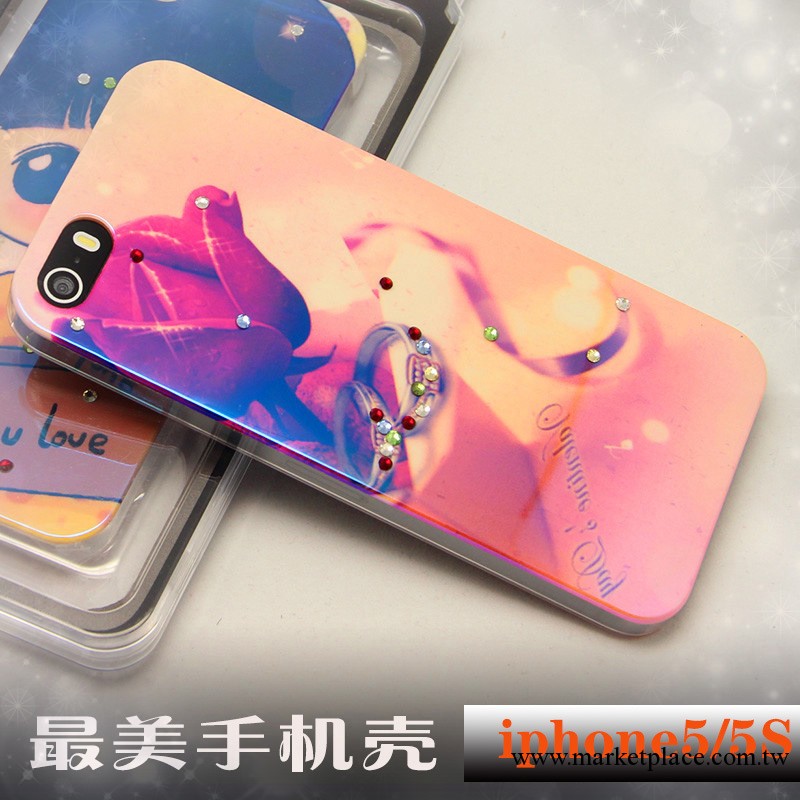 新款iphone5s手機殼 蘋果5代保護套 藍光彩鍍外殼 水鉆手機保護殼工廠,批發,進口,代購
