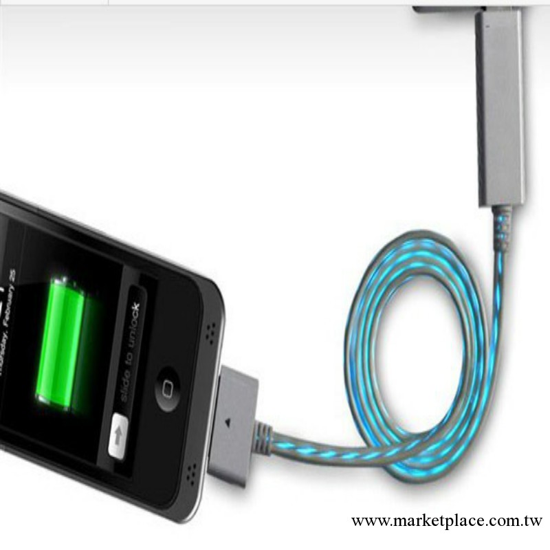 【廠傢直供】 蘋果發光數據線 iphone4s數據線 冷光線 發光數據線工廠,批發,進口,代購