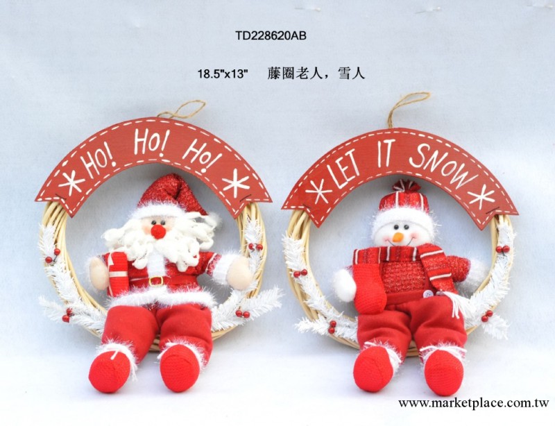 批發坐藤圈聖誕老人 雪人掛飾 聖誕禮品  聖誕禮品批發工廠,批發,進口,代購