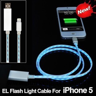 蘋果5全身發光數據線 Iphone5發光數據線 Ipad發光線 廠傢直銷工廠,批發,進口,代購