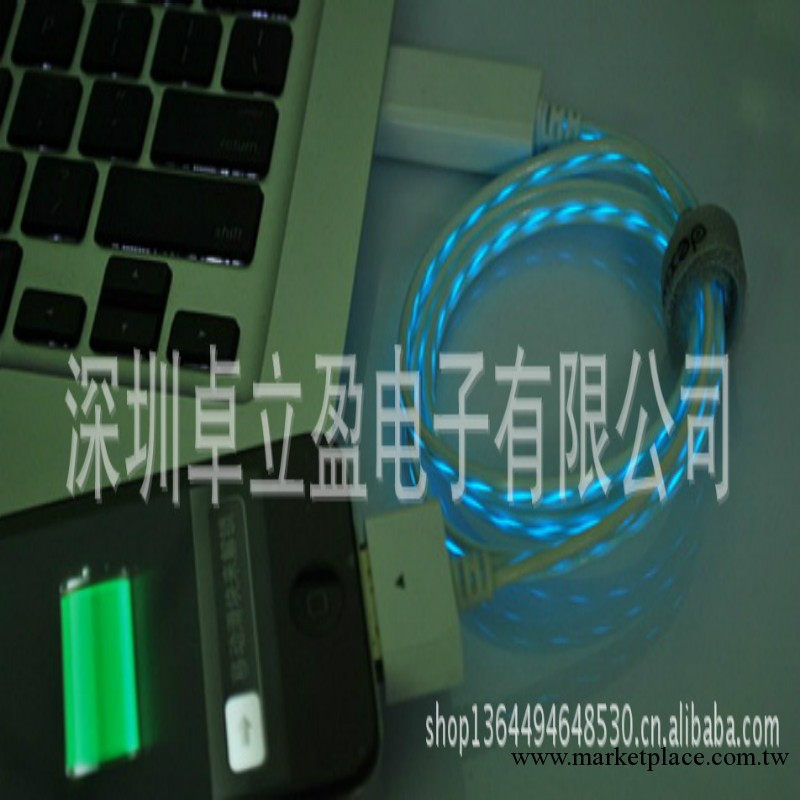 蘋果發光線 /iphone4 4S ipa d2/3發光數據線 充電冷光數據線廠傢工廠,批發,進口,代購