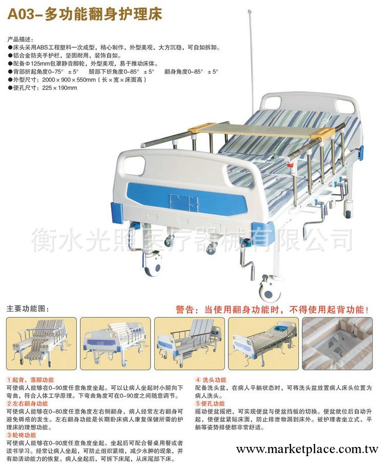 長期供應 A03-多功能翻身護理床 電動多功能醫用護理床 價格優惠工廠,批發,進口,代購