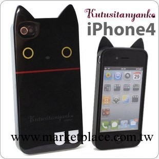 P26R iphone4外殼 TPU手機殼帶耳朵輕松熊靴下貓保護套工廠,批發,進口,代購